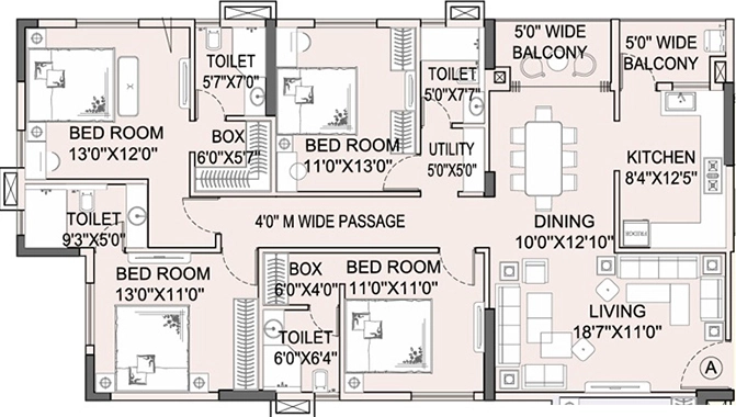 4 BHK Flat in Bhawani Paraiso in New Town, Kolkata - Image 930839