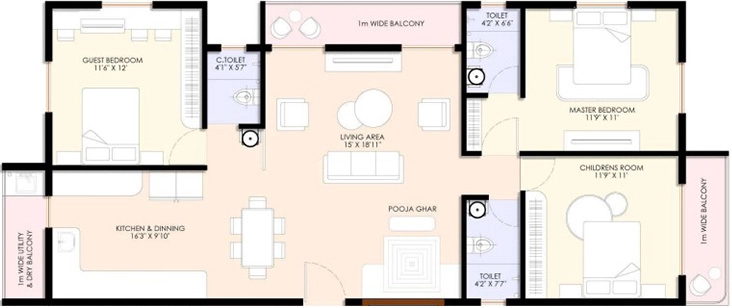 3 BHK Flat in Arihant Sterling in Nashik Road, Nashik - Image 930840