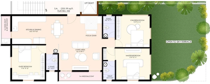 3 BHK Flat in Arihant Sterling in Nashik Road, Nashik - Image 930841