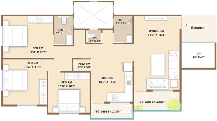 3 BHK Flat in Avadh Elite in Kamatwade, Nashik - Image 930843