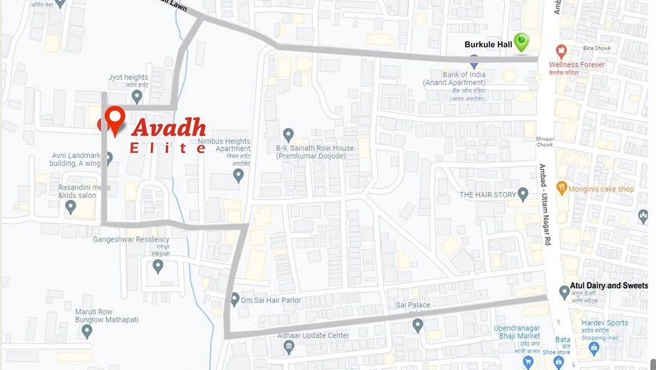 Location of Avadh Elite in Kamatwade, Nashik - Image 434398