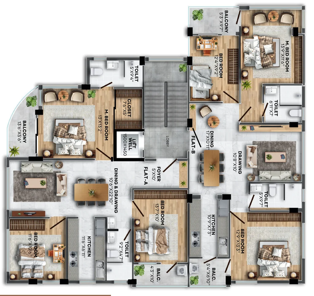 Floor Plan of Delta Parkview BA 182 in Salt Lake, Kolkata - Image 434432