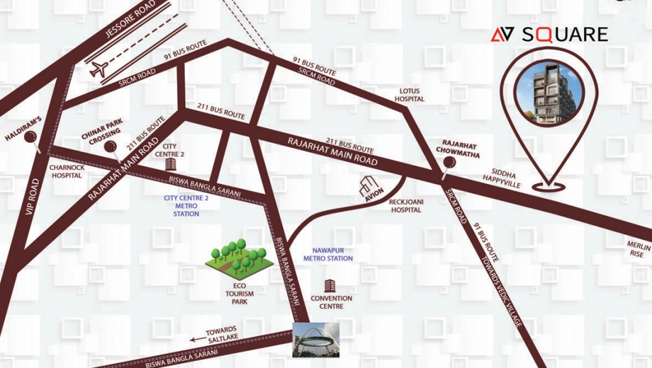 Location of AV Square in Rajarhat, Kolkata - Image 434470
