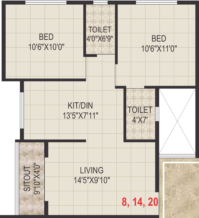 2 BHK Flat in Roongta Shree Tirumala Aakar in Sadguru Nagar, Nashik - Image 930882