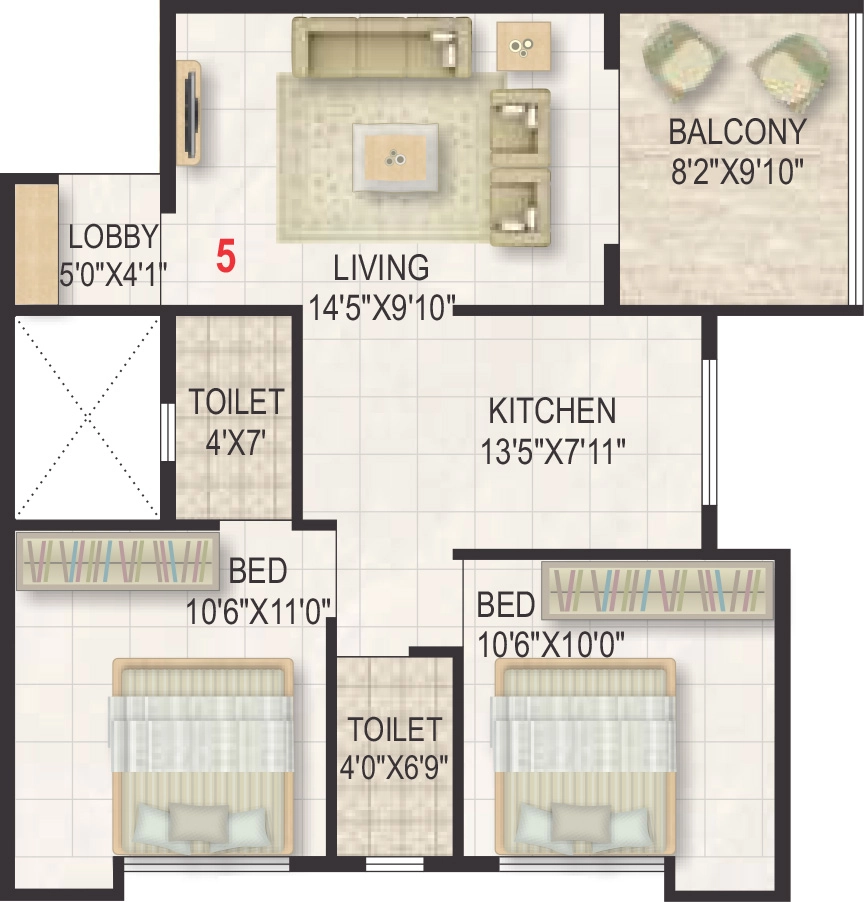 2 BHK Flat in Roongta Shree Tirumala Aakar in Sadguru Nagar, Nashik - Image 930883