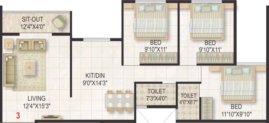 3 BHK Flat in Roongta Shree Tirumala Aakar in Sadguru Nagar, Nashik - Image 930884