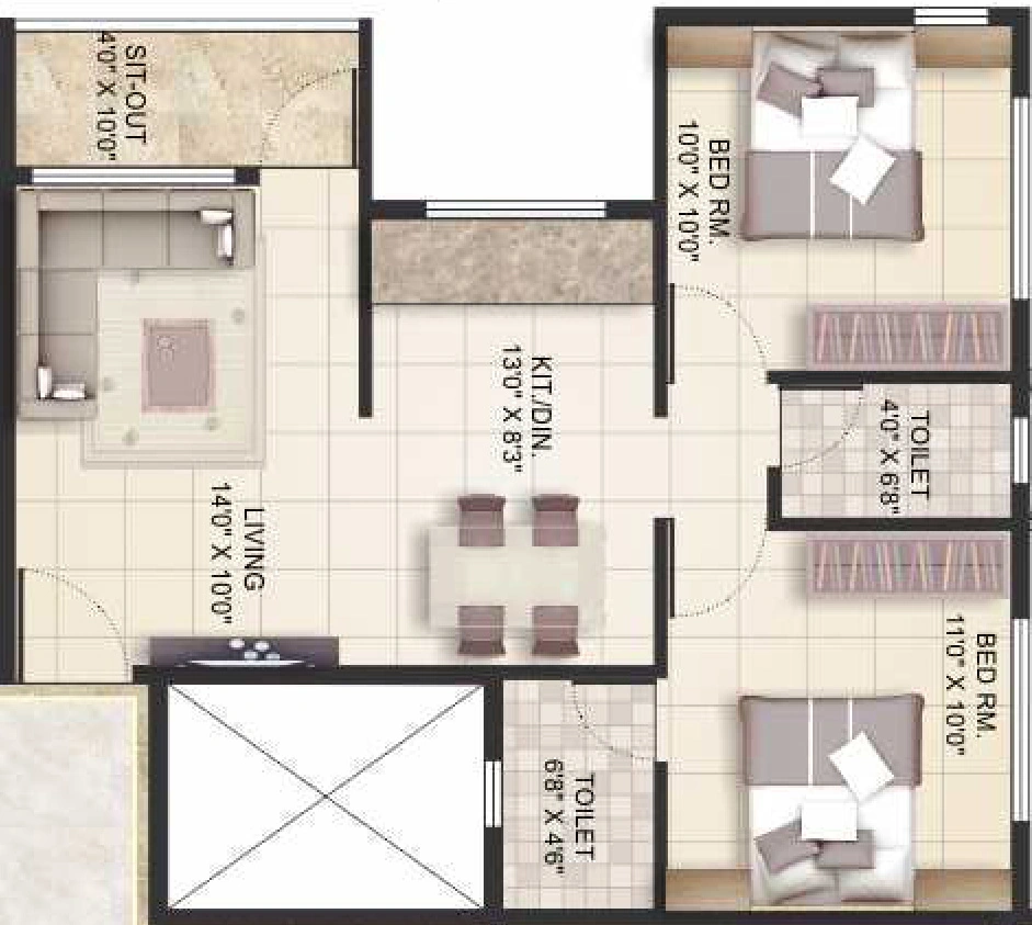 2 BHK Flat in Roongta Shree Tirumala Bhumika A in Dwarka, Nashik - Image 930885
