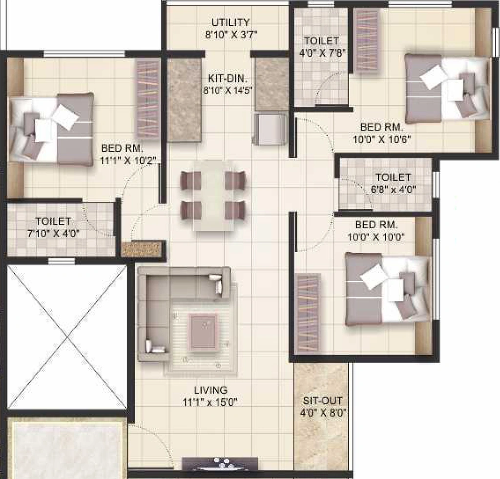 3 BHK Flat in Roongta Shree Tirumala Bhumika A in Dwarka, Nashik - Image 930886