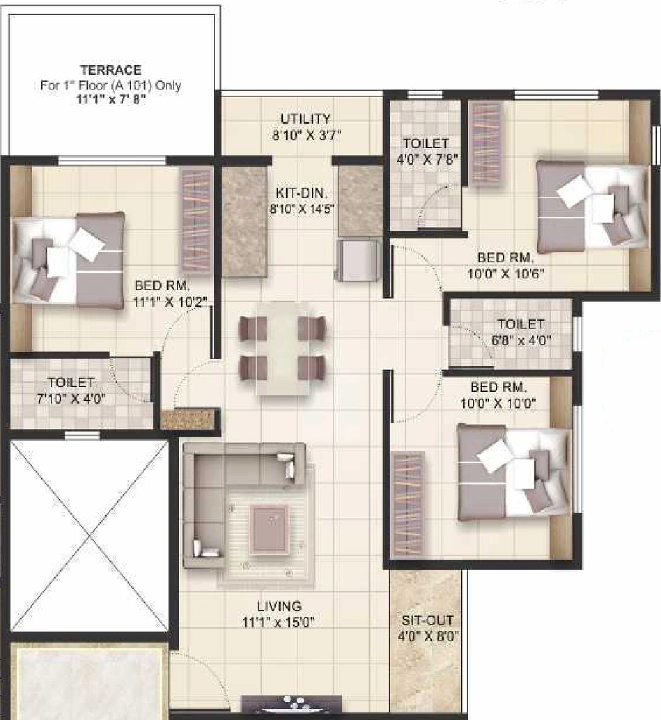 3 BHK Flat in Roongta Shree Tirumala Bhumika A in Dwarka, Nashik - Image 930887