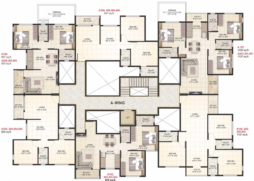 Floor Plan of Roongta Shree Tirumala Bhumika A in Dwarka, Nashik - Image 434488