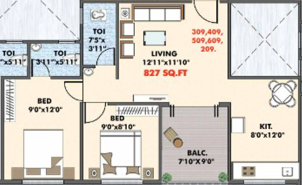 2 BHK Flat in Sara Annexe in Nashik Road, Nashik - Image 930900