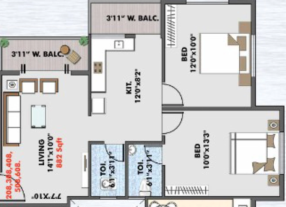 2 BHK Flat in Sara Annexe in Nashik Road, Nashik - Image 930901