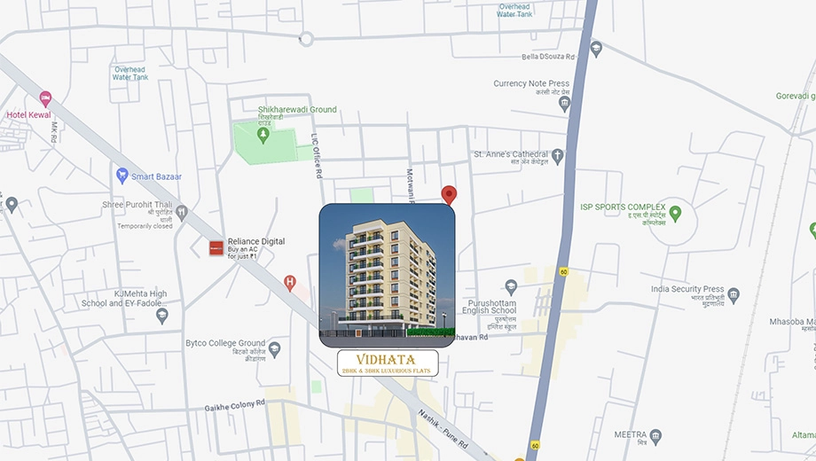 Location of Pravin Vidhata Apartments in Nashik Road, Nashik - Image 434517