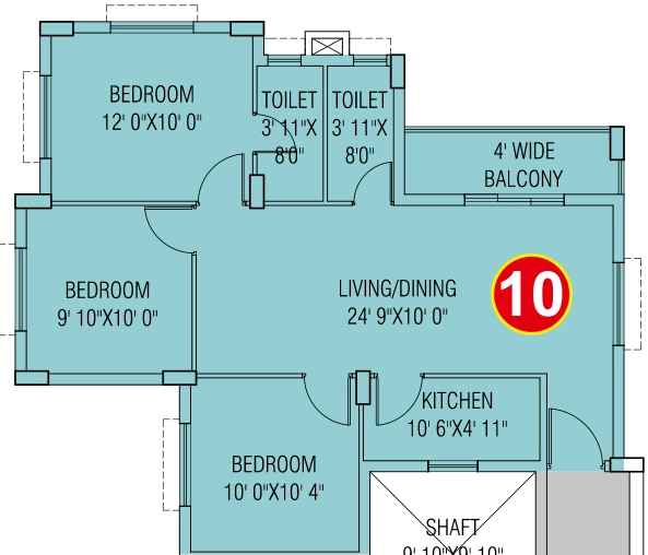 3 BHK Flat in Supreme Residency in Rajarhat, Kolkata - Image 930921