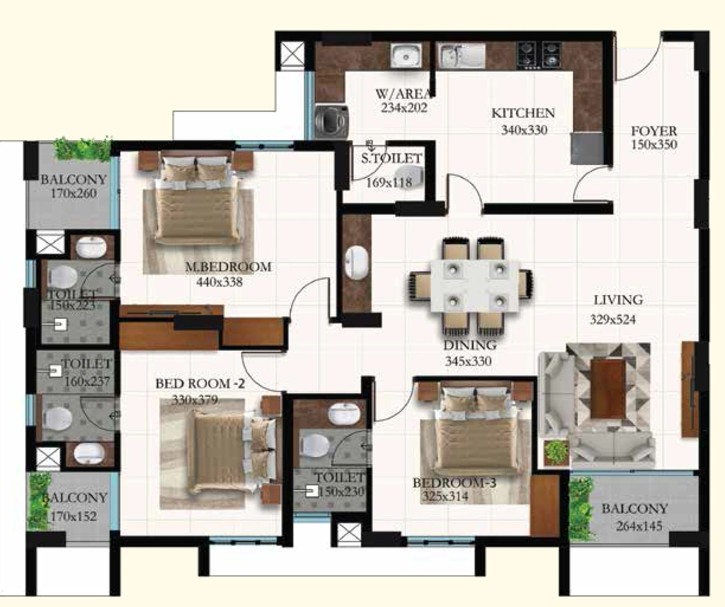 3 BHK Flat in Si Leela Madhavam Legacy in Thirumala, Thiruvananthapuram - Image 930944