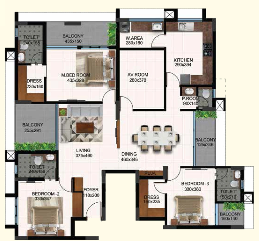 3 BHK Flat in Si Leela Madhavam Legacy in Thirumala, Thiruvananthapuram - Image 930945