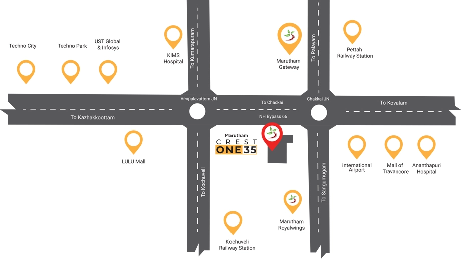Location of Marutham Crest One35 in Chacka, Thiruvananthapuram - Image 434696