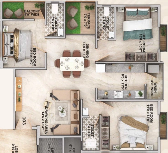3 BHK Flat in Galaxy Mansion 18 in New Manish Nagar, Nagpur - Image 930922