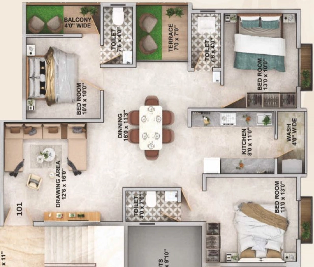 3 BHK Flat in Galaxy Mansion 18 in New Manish Nagar, Nagpur - Image 930923