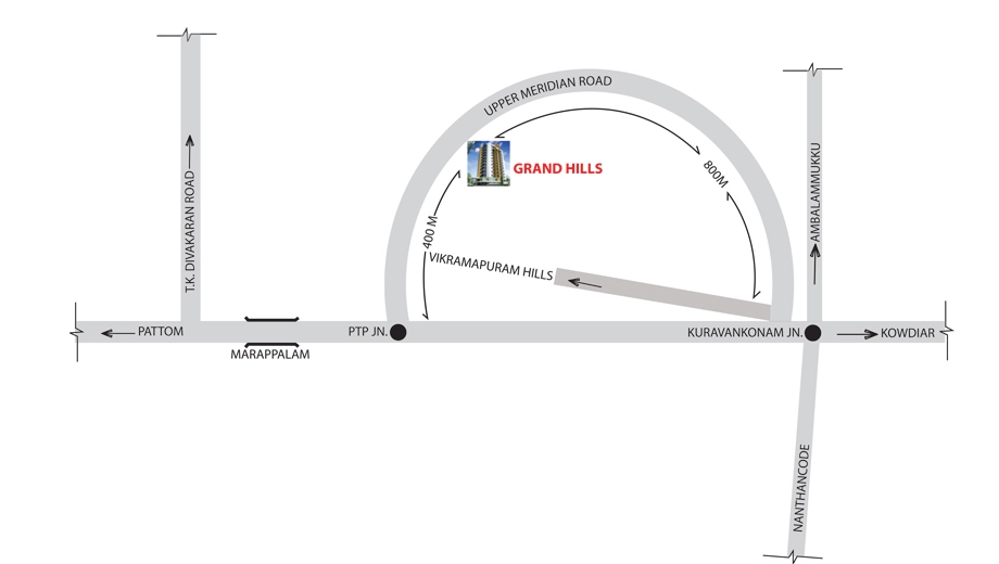 Location of Powerlink Grand Hills in Kuravankonam, Thiruvananthapuram - Image 434785