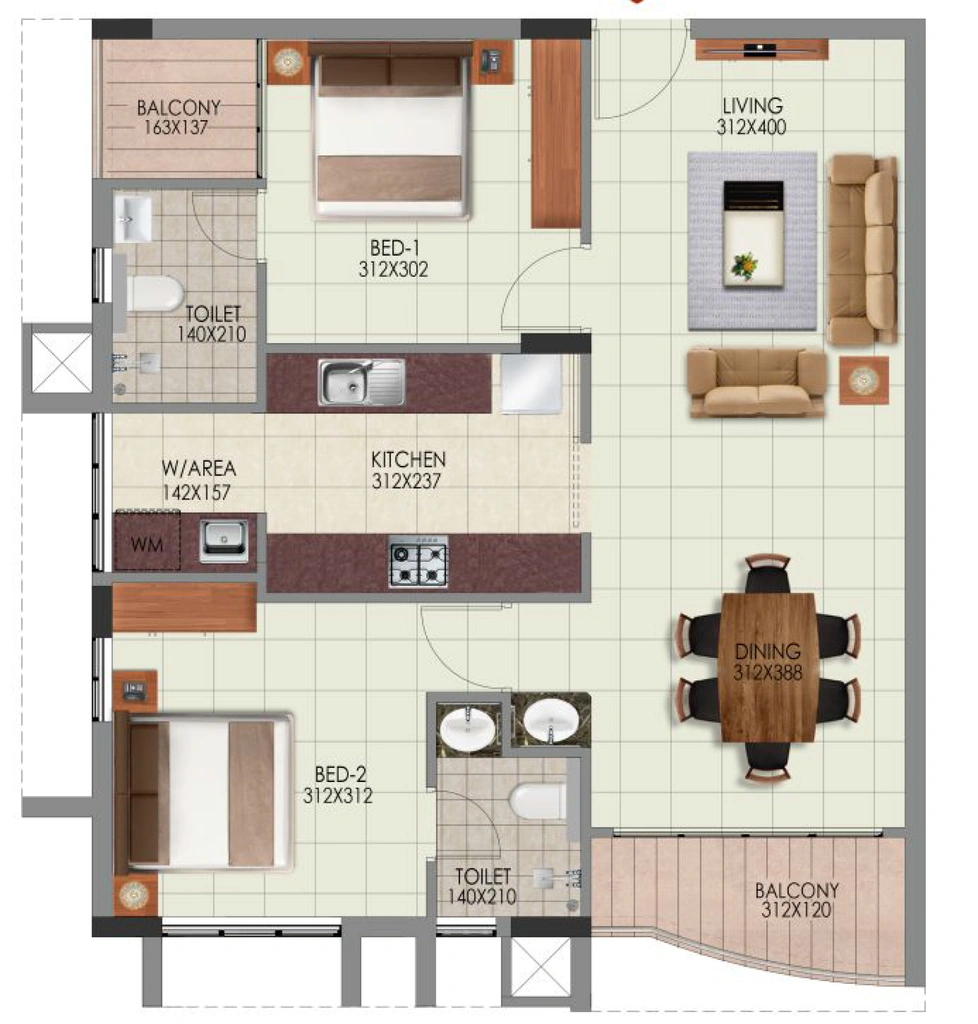 2 BHK Flat in PRS Ramsaras in Pulimoodu, Thiruvananthapuram - Image 931009