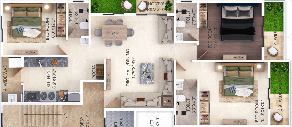 3 BHK Flat in SS Golden Galaxy in New Manish Nagar, Nagpur - Image 930927
