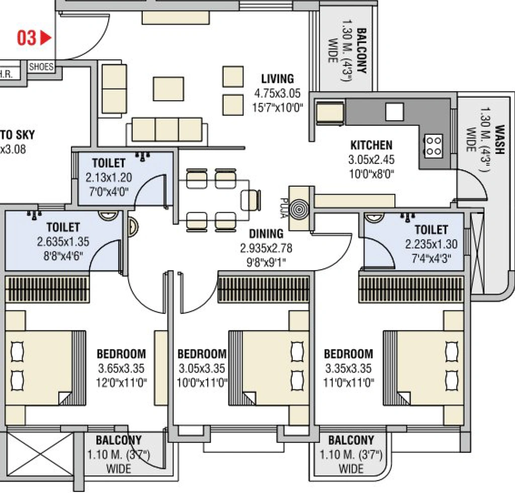 3 BHK Flat in Mahika Rukhmini Vallabh in Manish Nagar, Nagpur - Image 930928