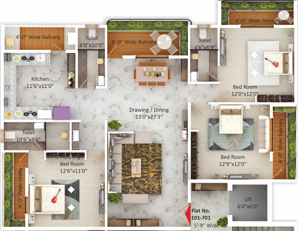 3 BHK Flat in RM Sai Mansion 6 in New Manish Nagar, Nagpur - Image 930929