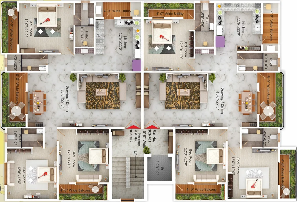 Floor Plan of RM Sai Mansion 6 in New Manish Nagar, Nagpur - Image 434588