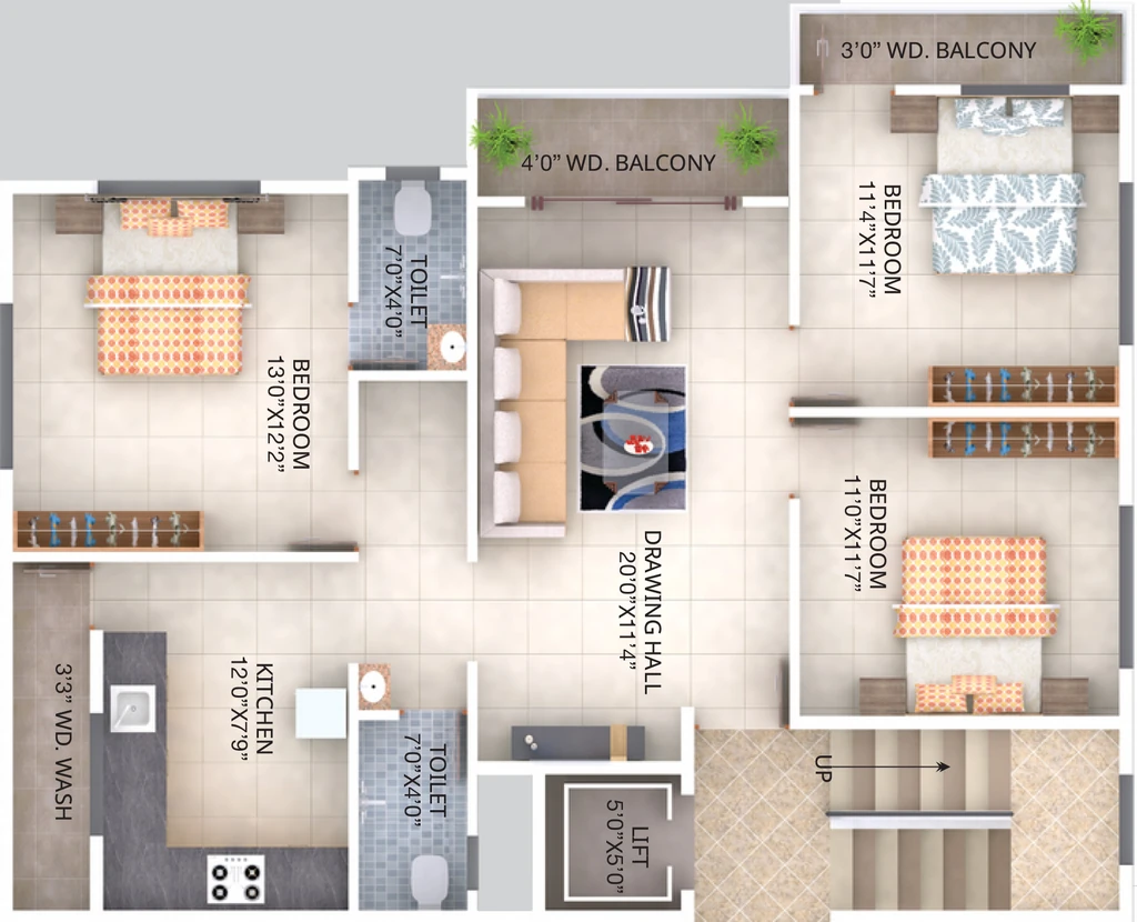 3 BHK Flat in Mahalaxmi Mauli Apartment in Manish Nagar, Nagpur - Image 930932