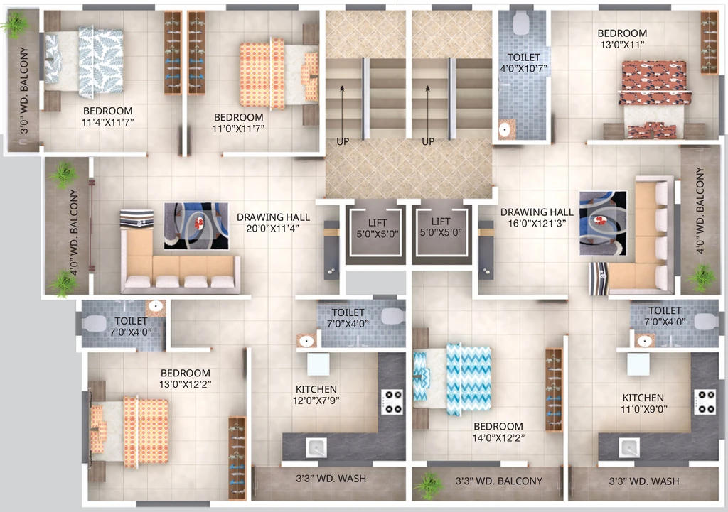 Floor Plan of Mahalaxmi Mauli Apartment in Manish Nagar, Nagpur - Image 434600