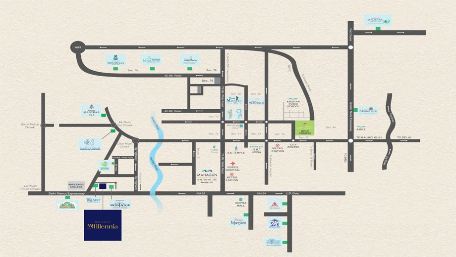 Location of Mahagun Mmillennia in Crossings Republik, Ghaziabad - Image 434637
