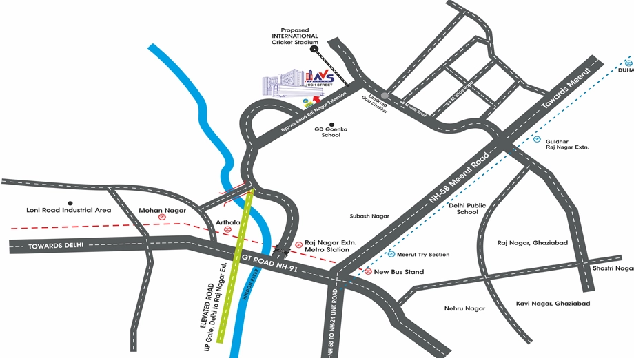Location of AVS High Street in Raj Nagar Extension, Ghaziabad - Image 434701