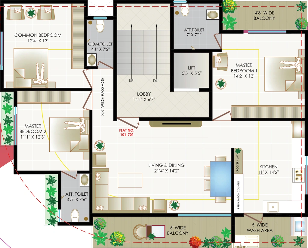 3 BHK Flat in ABC Park One in Wardha Road, Nagpur - Image 930965