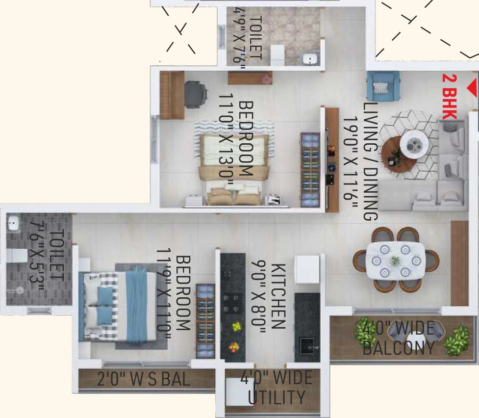 2 BHK Flat in Intercontinental Palazzo Royal in Manish Nagar, Nagpur - Image 930987