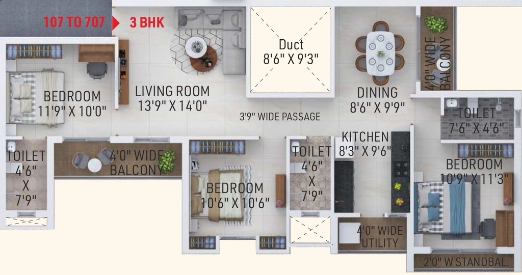 3 BHK Flat in Intercontinental Palazzo Royal in Manish Nagar, Nagpur - Image 930989
