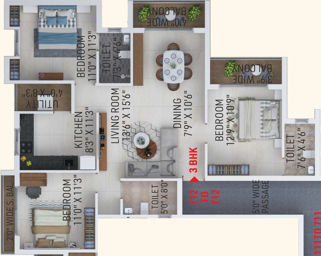 3 BHK Flat in Intercontinental Palazzo Royal in Manish Nagar, Nagpur - Image 930990