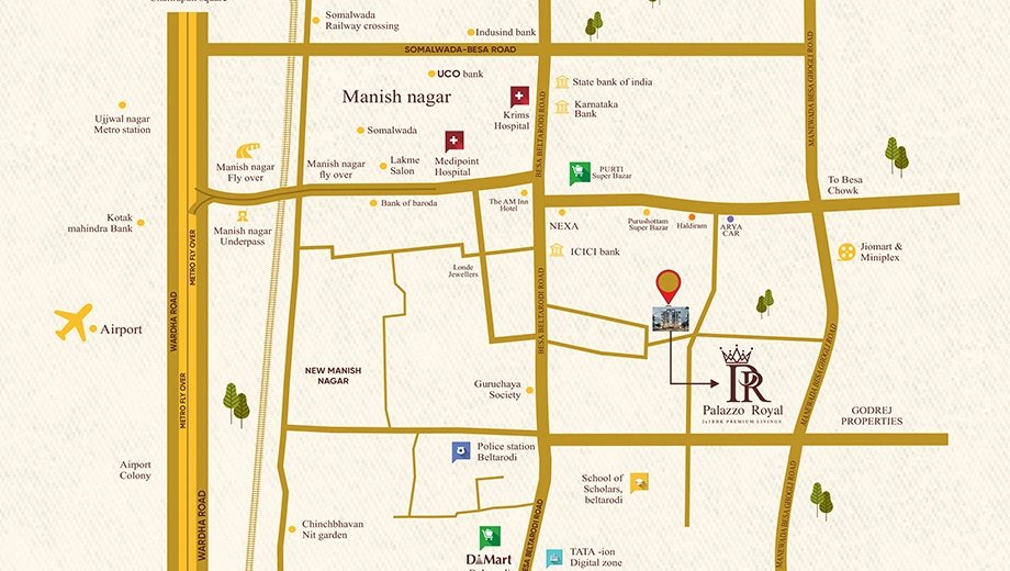 Location of Intercontinental Palazzo Royal in Manish Nagar, Nagpur - Image 434812