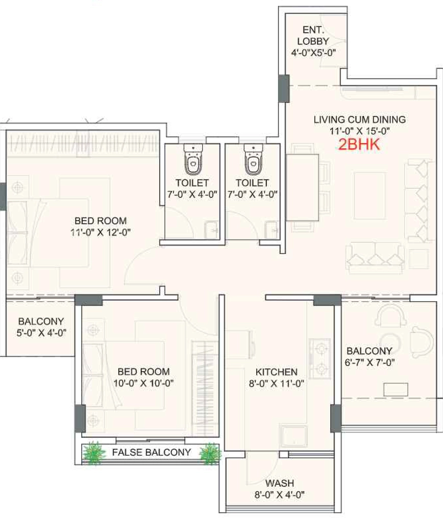 2 BHK Flat in Raj Palace 15 in Besa, Nagpur - Image 930999
