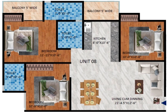 3 BHK Flat in Residential Robust High Street in Indirapuram, Ghaziabad - Image 931001