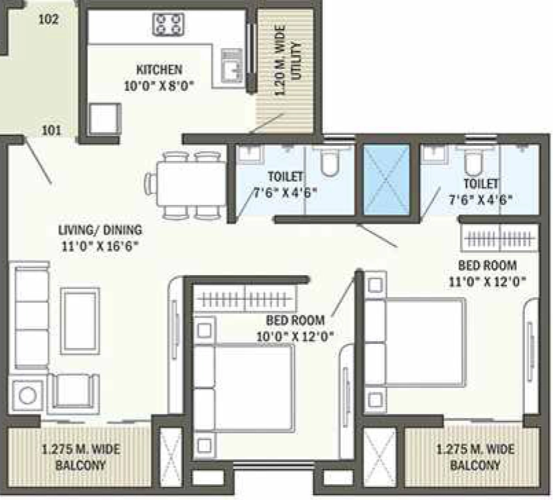 2 BHK Flat in MB Royal Empire in Besa, Nagpur - Image 931016