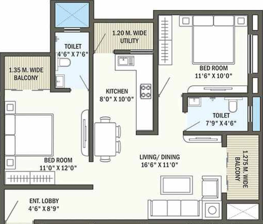 2 BHK Flat in MB Royal Empire in Besa, Nagpur - Image 931017