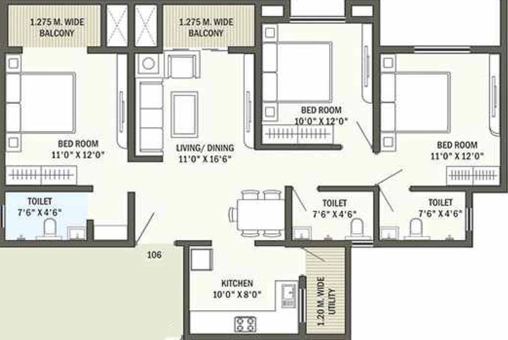 3 BHK Flat in MB Royal Empire in Besa, Nagpur - Image 931019