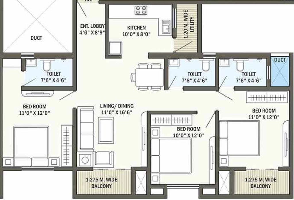 3 BHK Flat in MB Royal Empire in Besa, Nagpur - Image 931020