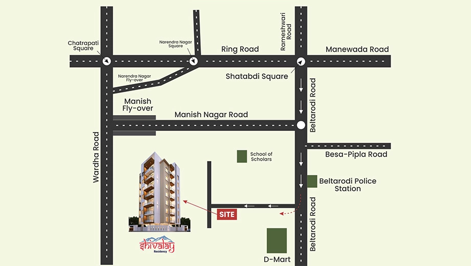 Location of Shivalay Residency in Beltarodi, Nagpur - Image 434930