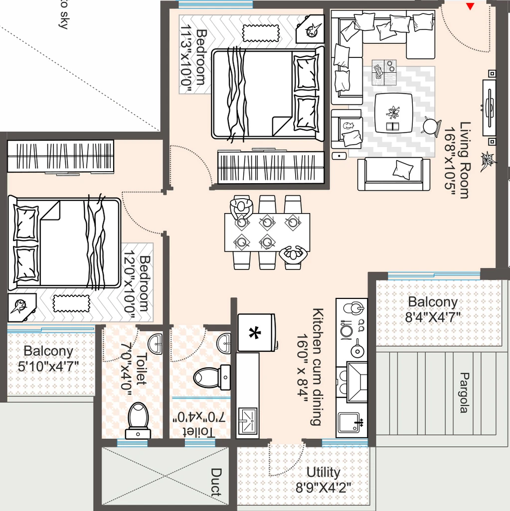 2 BHK Flat in Shree Laxmi Aarambh in Beltarodi, Nagpur - Image 931048