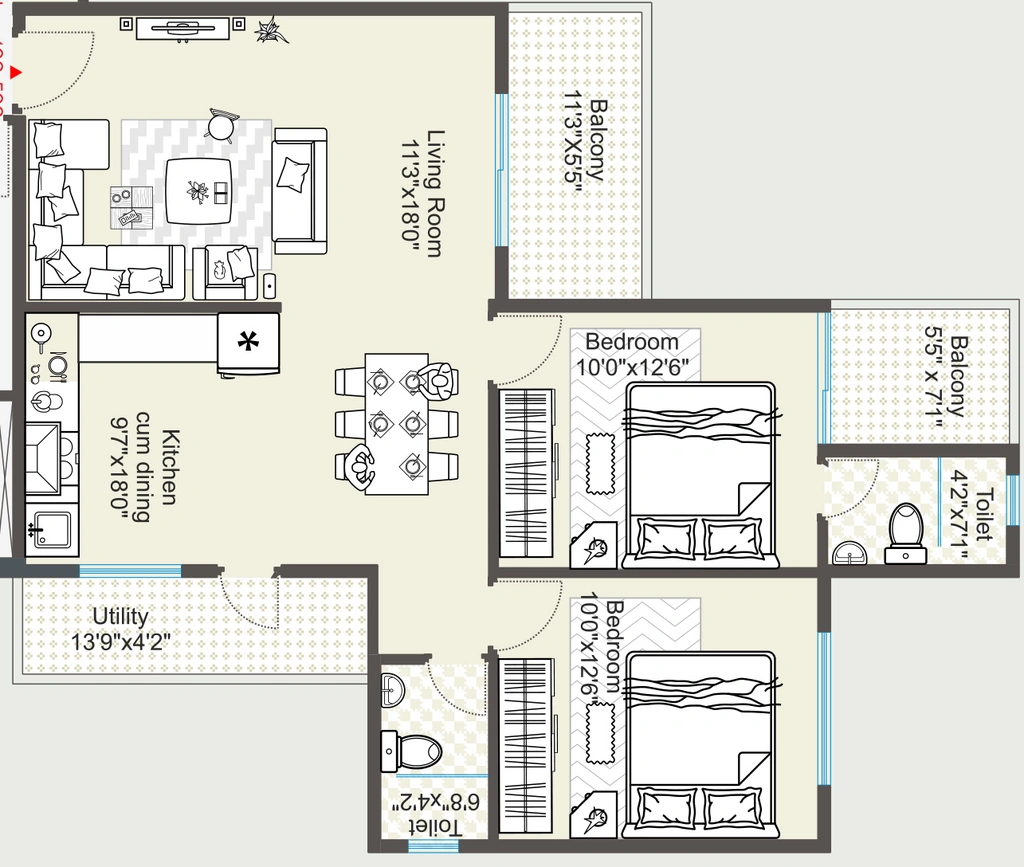 2 BHK Flat in Shree Laxmi Aarambh in Beltarodi, Nagpur - Image 931049