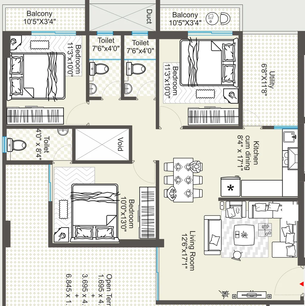 3 BHK Flat in Shree Laxmi Aarambh in Beltarodi, Nagpur - Image 931050