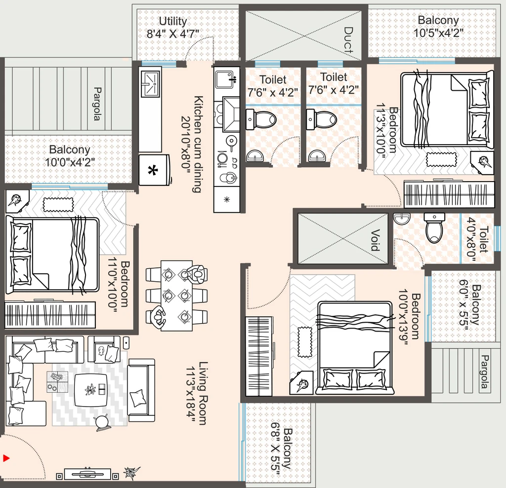 3 BHK Flat in Shree Laxmi Aarambh in Beltarodi, Nagpur - Image 931051