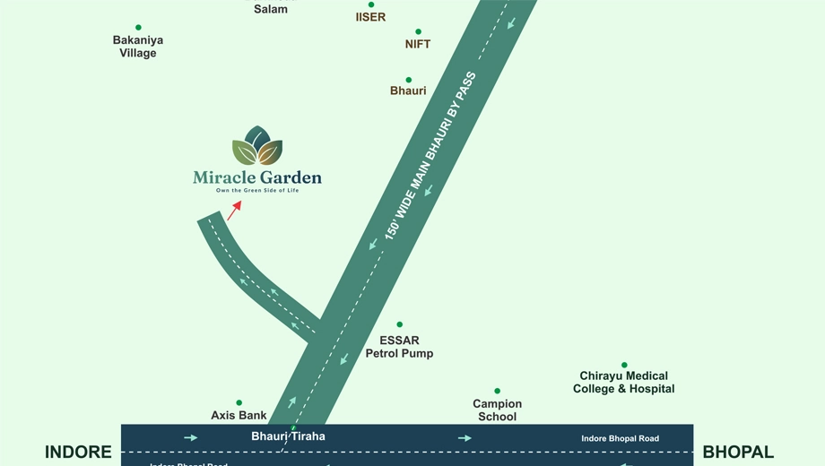 Location of Miracle Garden Farm Land in Bhauri, Bhopal - Image 434956